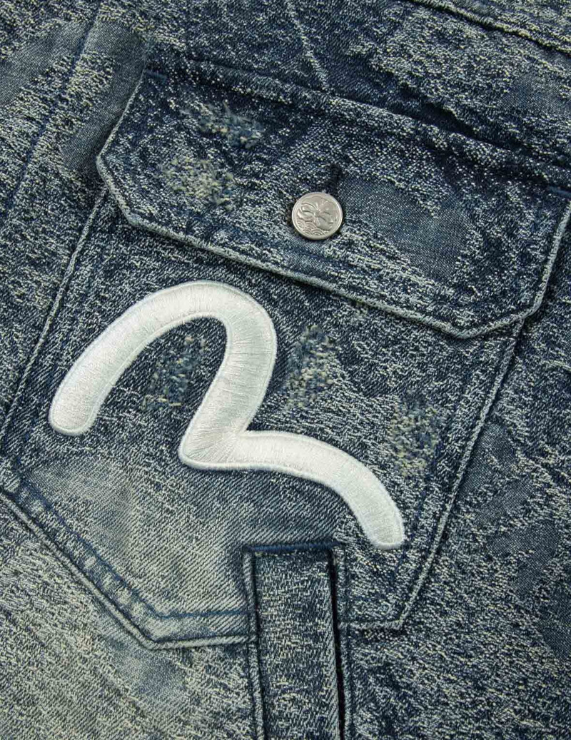 ALLOVER POCKET PRINT AND SEAGULL EMBROIDERY LOOSE FIT DENIM JACKET 10