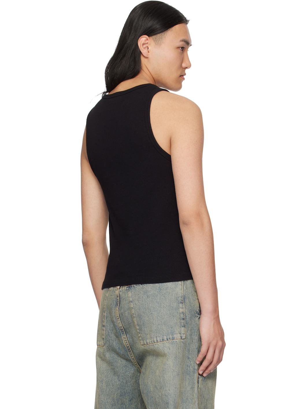 Black 'Off' Stamp Rib Tank Top - 3