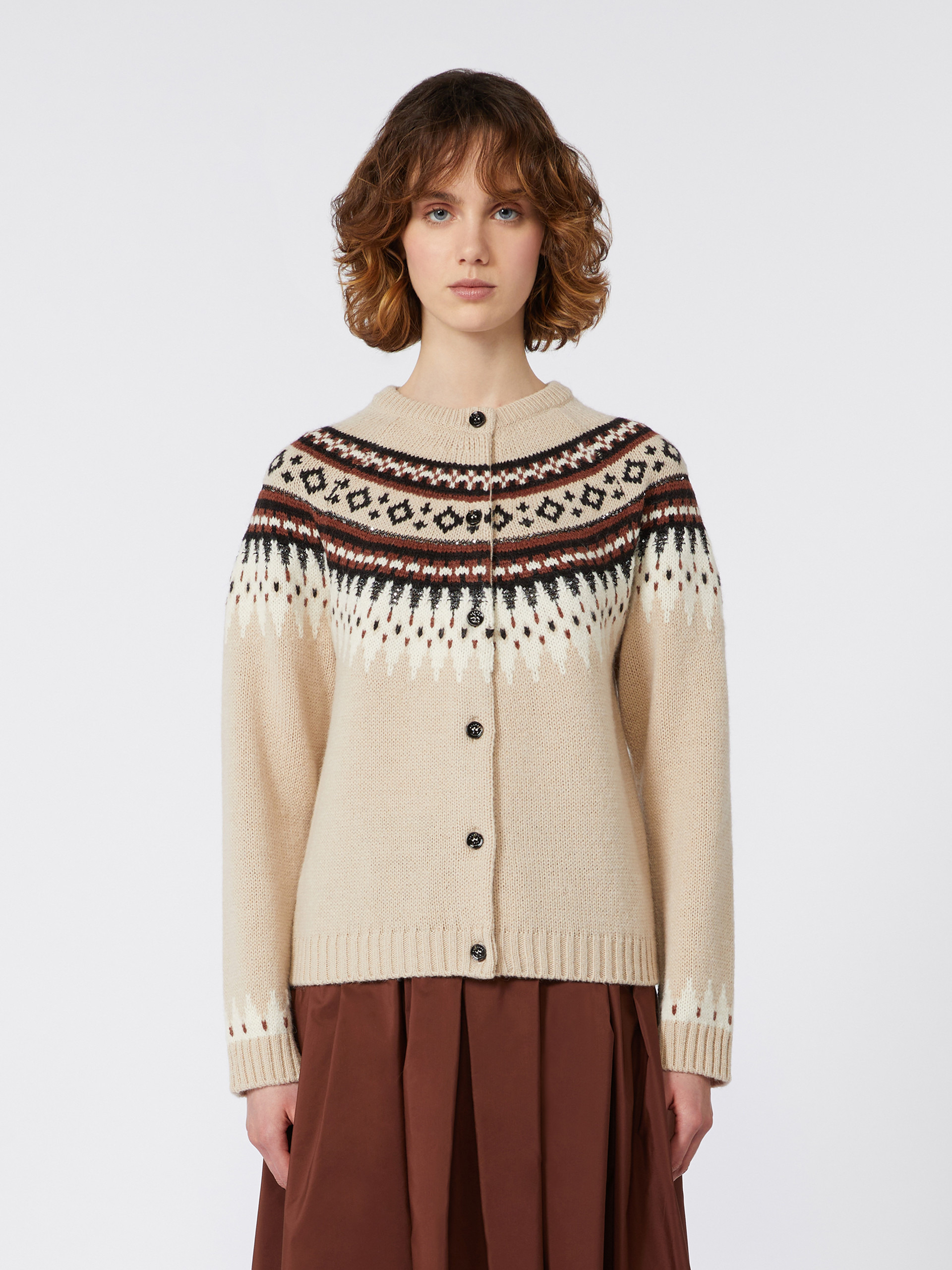 CABIRIA1234 Wool and alpaca jacquard cardigan - 3