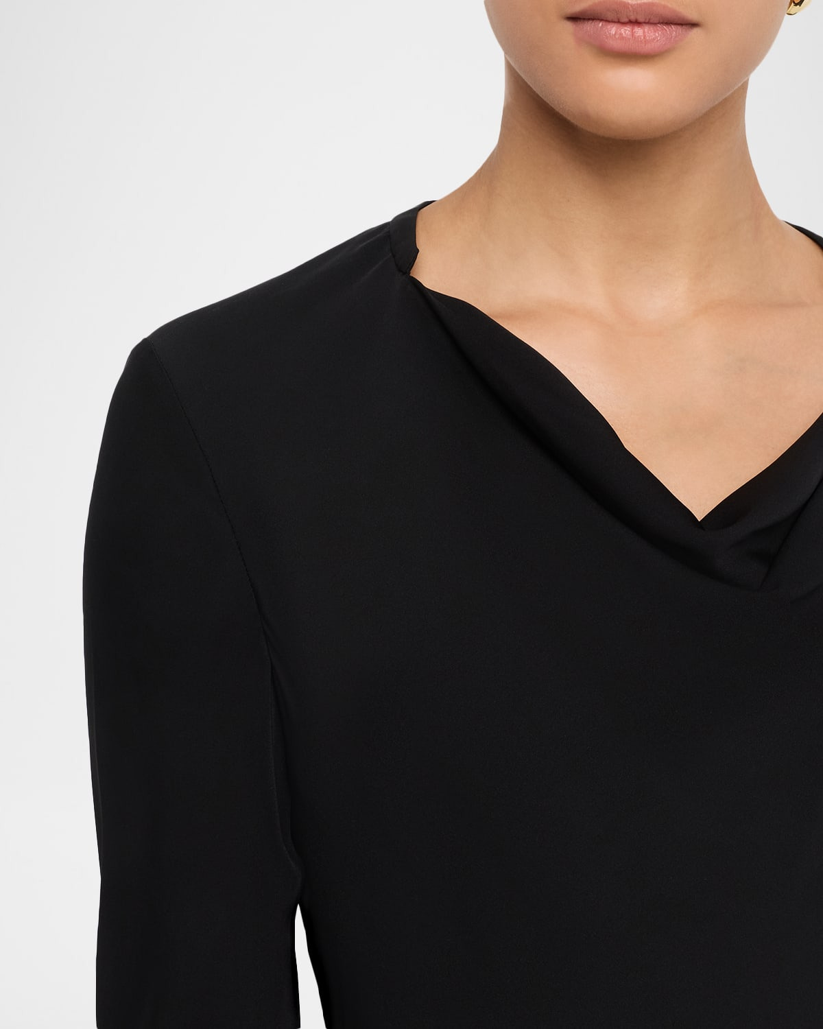 Draped Long-Sleeve Silk Blouse - 5
