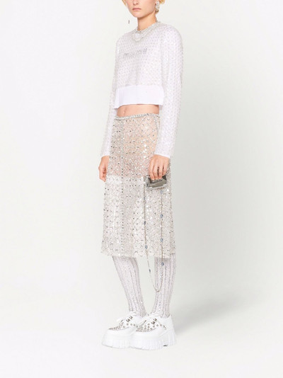 Miu Miu embellished logo-embroidered cropped top outlook