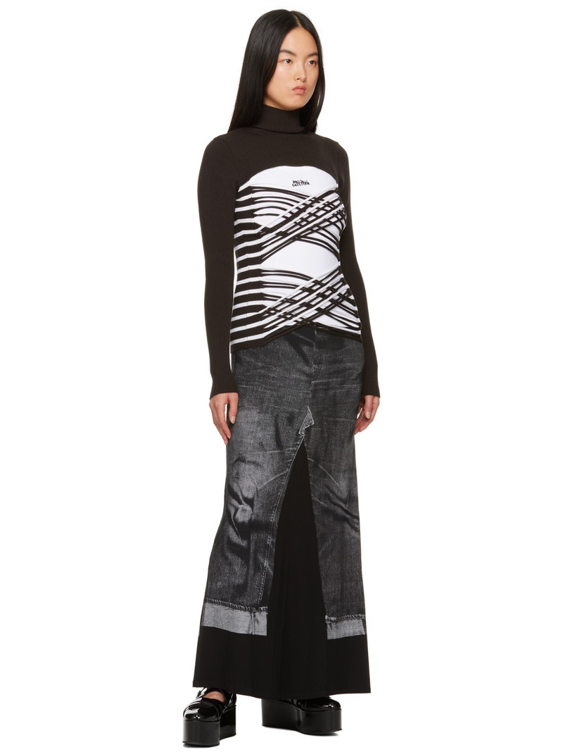 Jean Paul Gaultier Brown & White Striped Turtleneck outlook