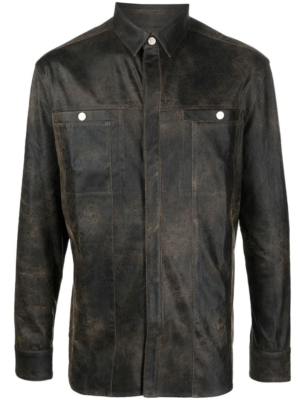 long-sleeve faux-leather shirt - 1