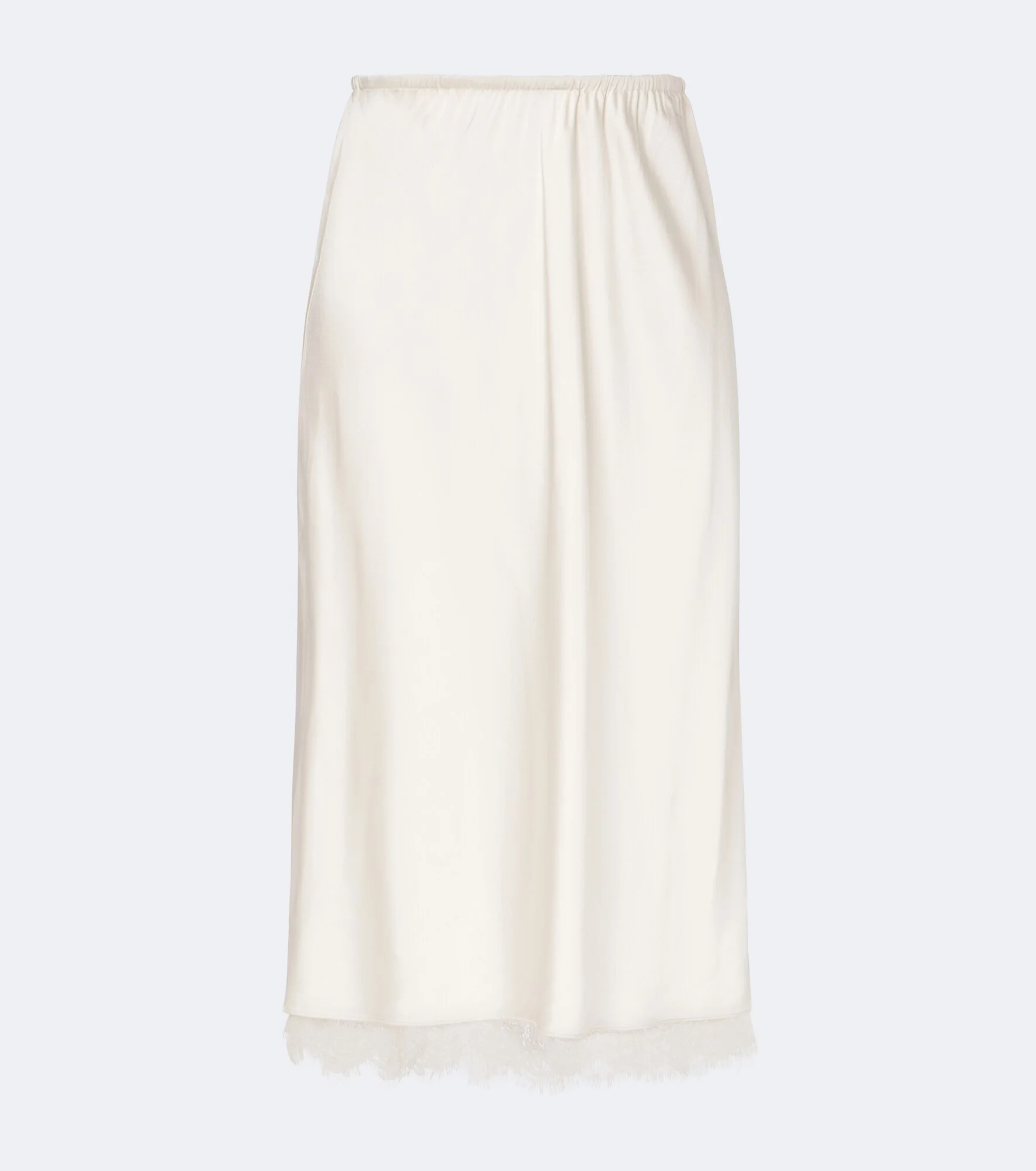 Lace-trimmed satin midi skirt - 1