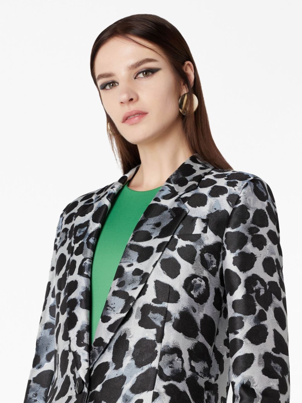 single-breasted leopard-pattern blazer - 5