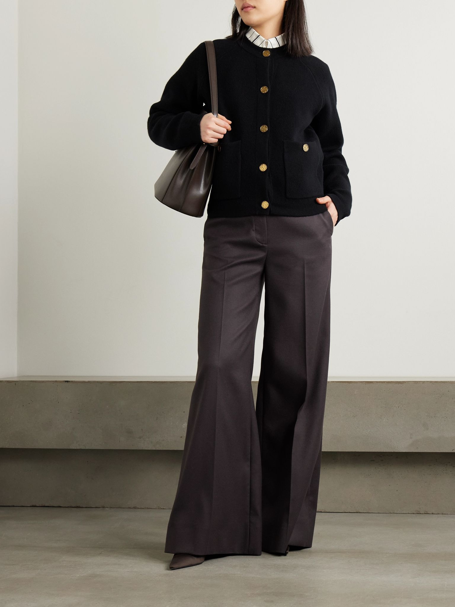 Wool-blend cardigan Black - 2