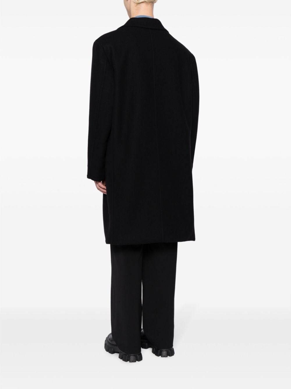 single-breasted wool-blend coat - 4
