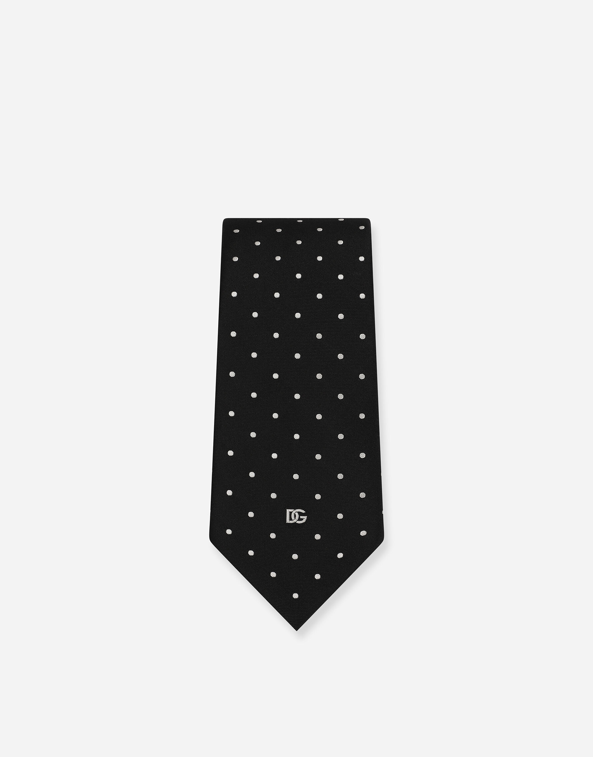 8-cm silk jacquard blade tie with DG logo - 2