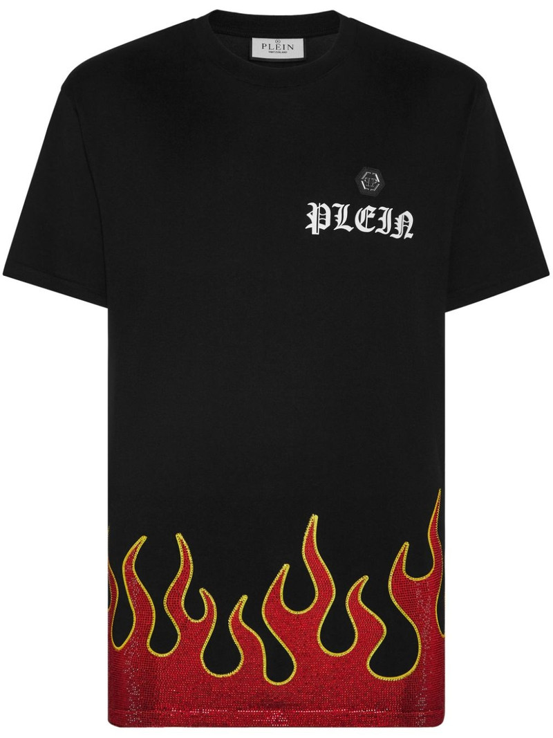 Flame-print cotton T-shirt 1