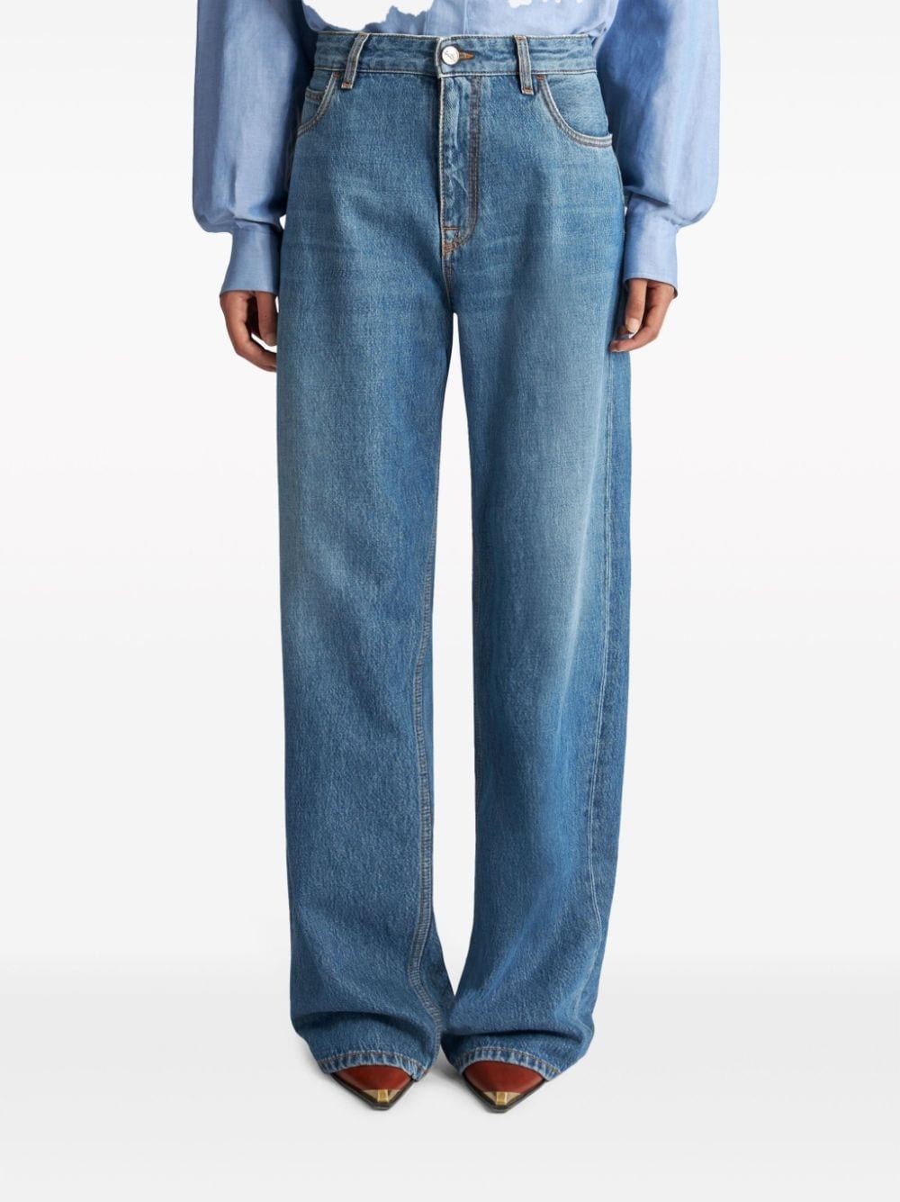 Pegaso-embroidered wide-leg jeans - 3