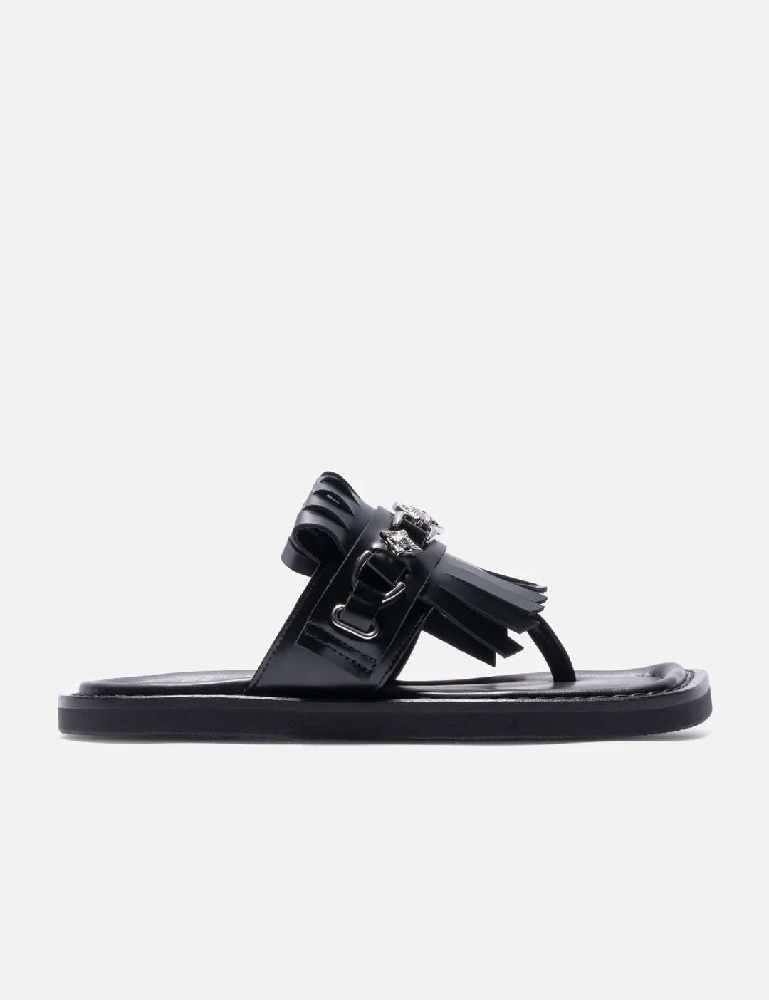 STUDDED BLACK LEATHER SLIPPERS - 1