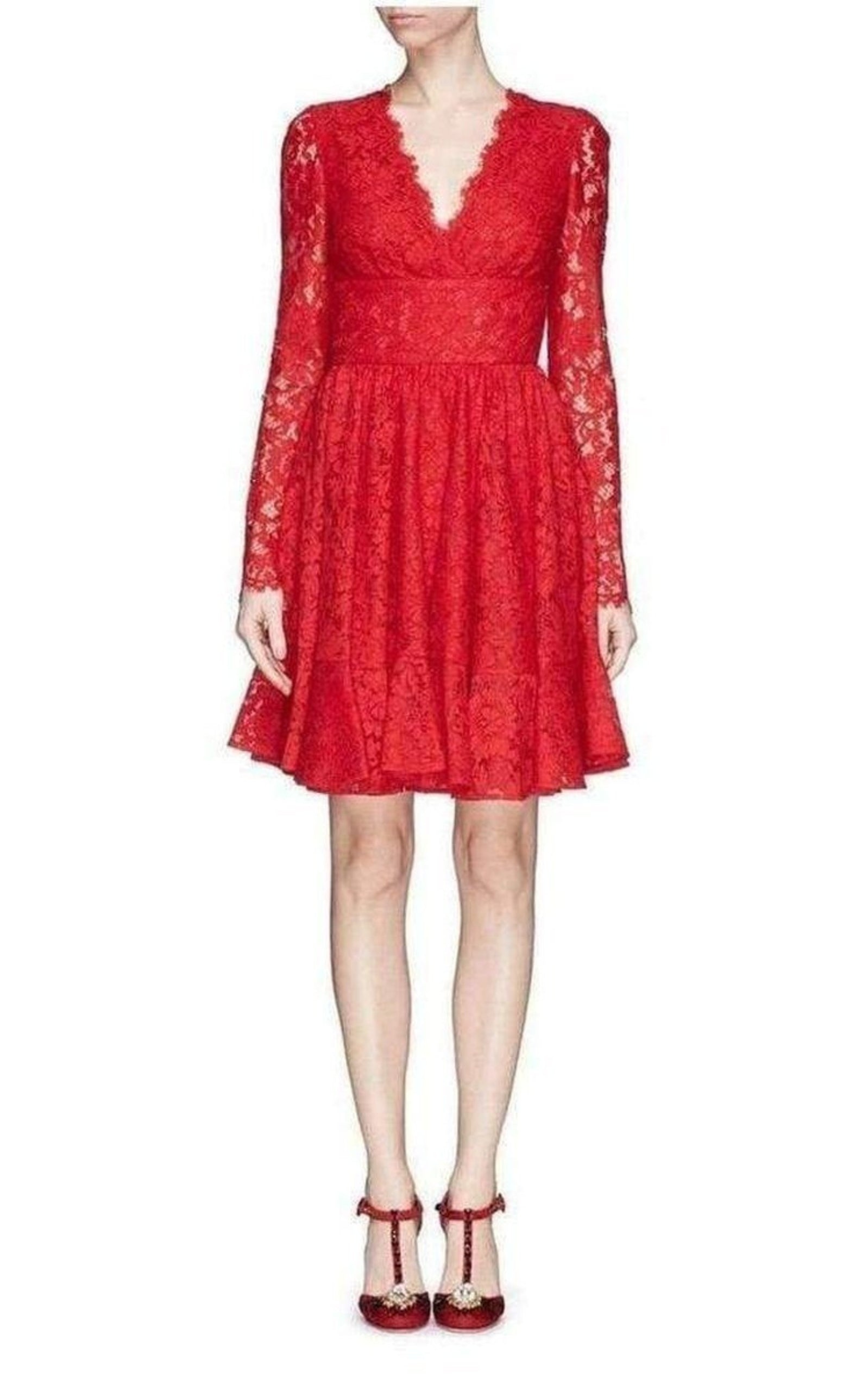 Floral-lace Flounce Dress - 1