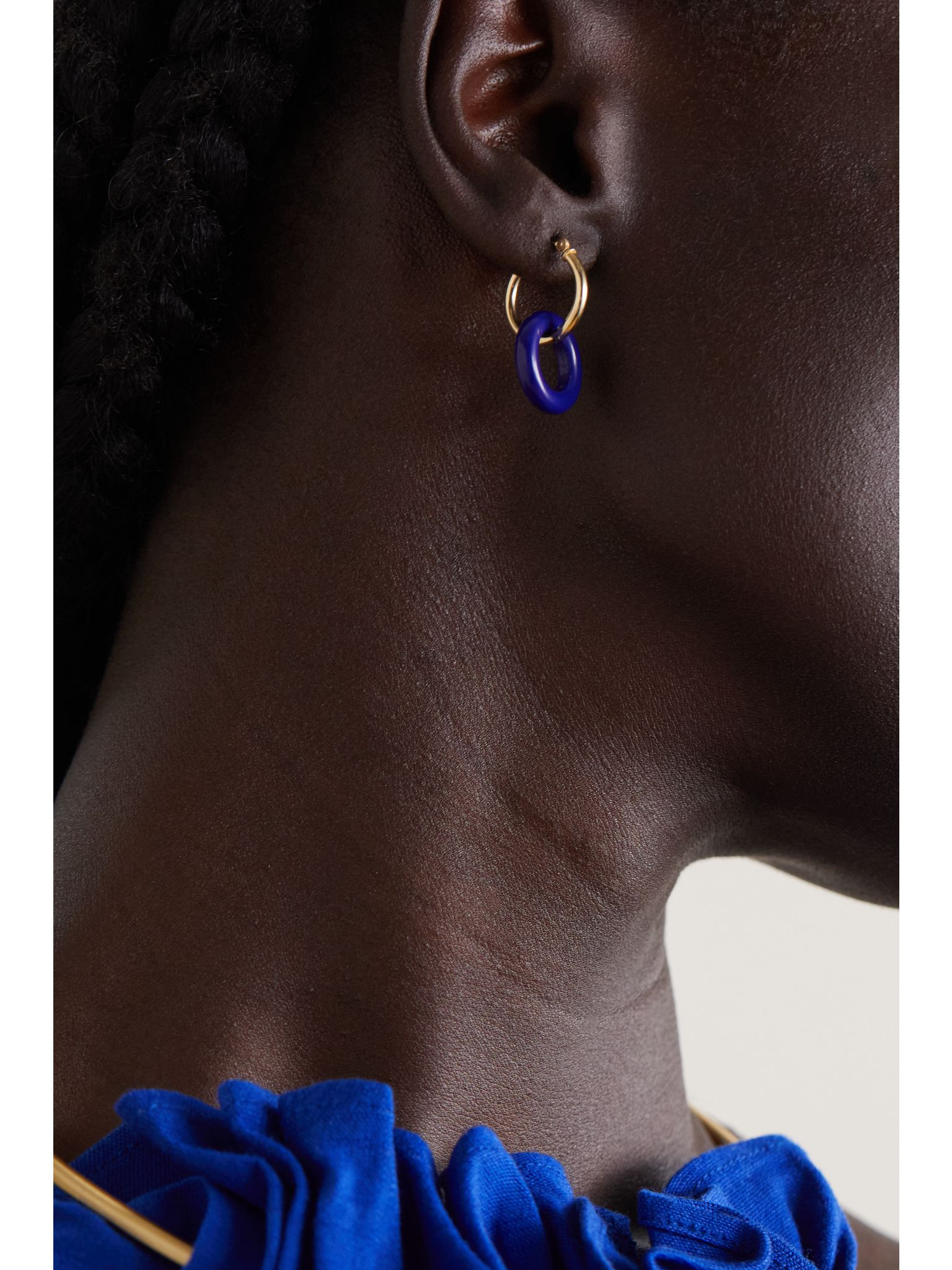 Donut 14-karat gold lapis lazuli hoop earrings Gold - 2
