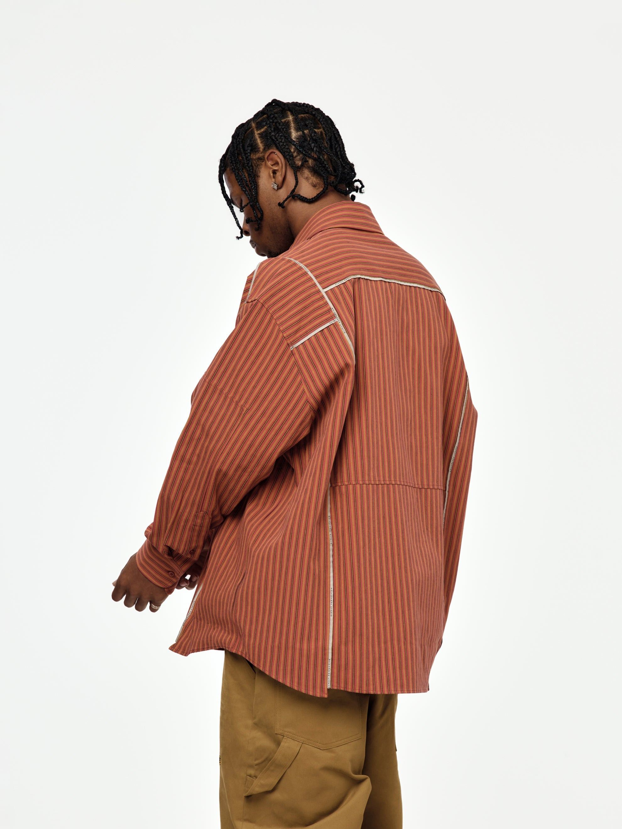 STRIPE CUT OVERSHIRT (RED/YELLOW) - 3