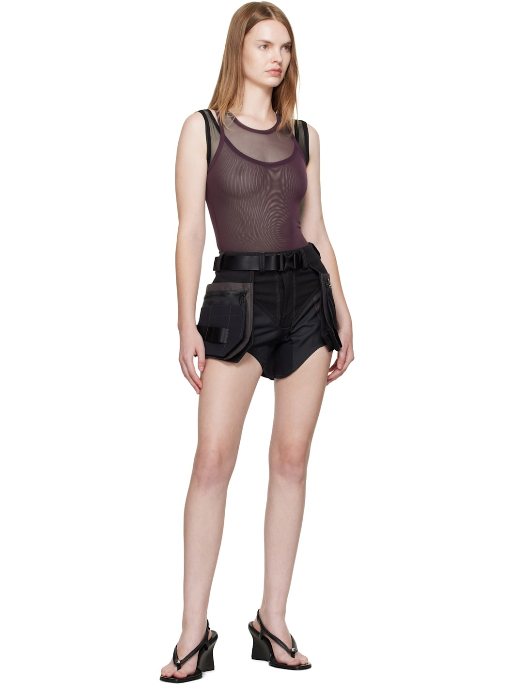 Black Technical Cargo Shorts - 4