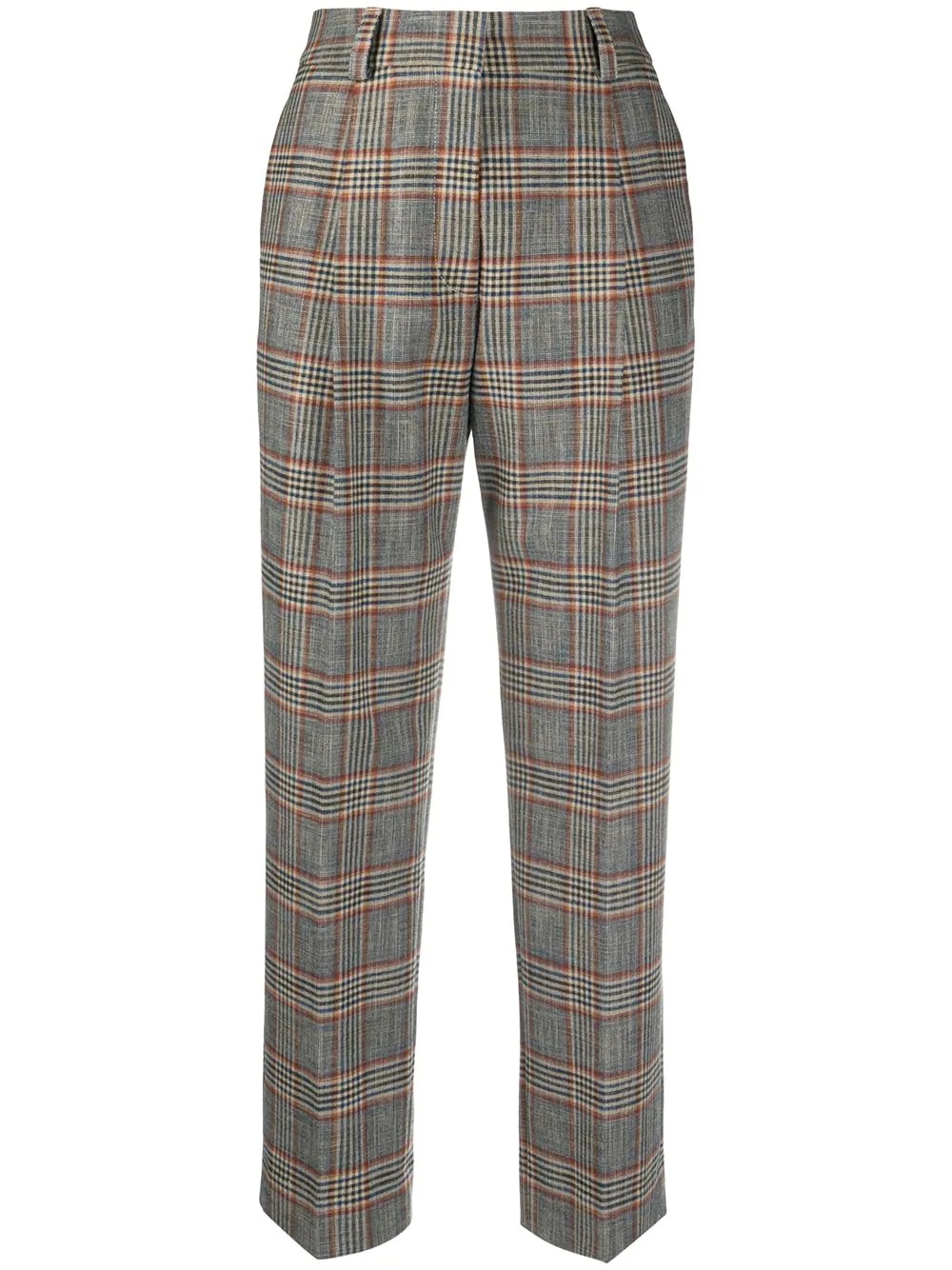 high-rise check-pattern trousers - 1