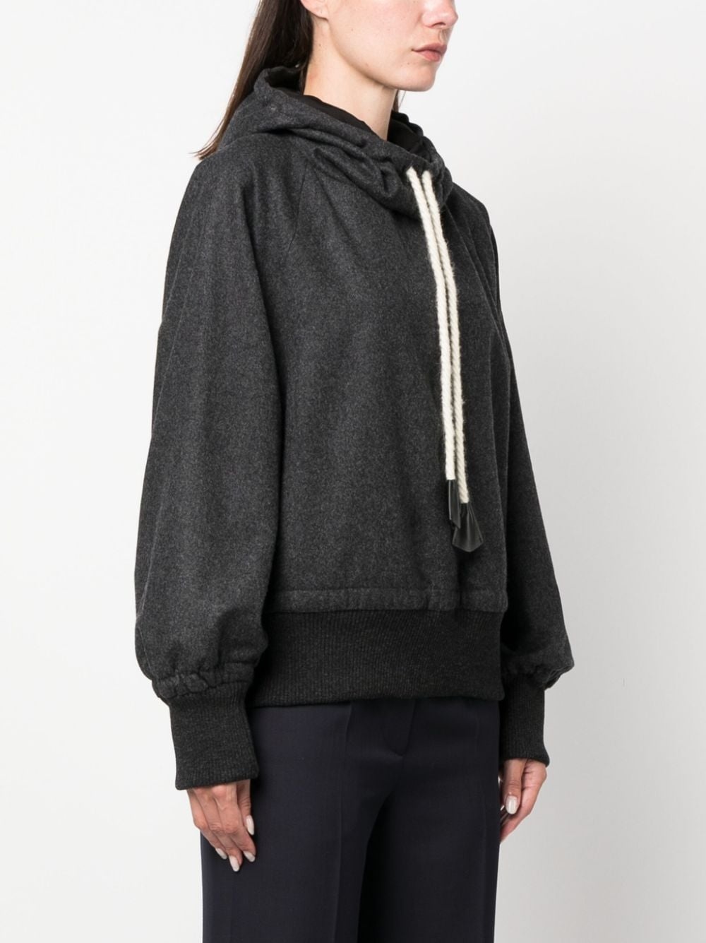 drawstring-hood virgin wool hoodie - 3