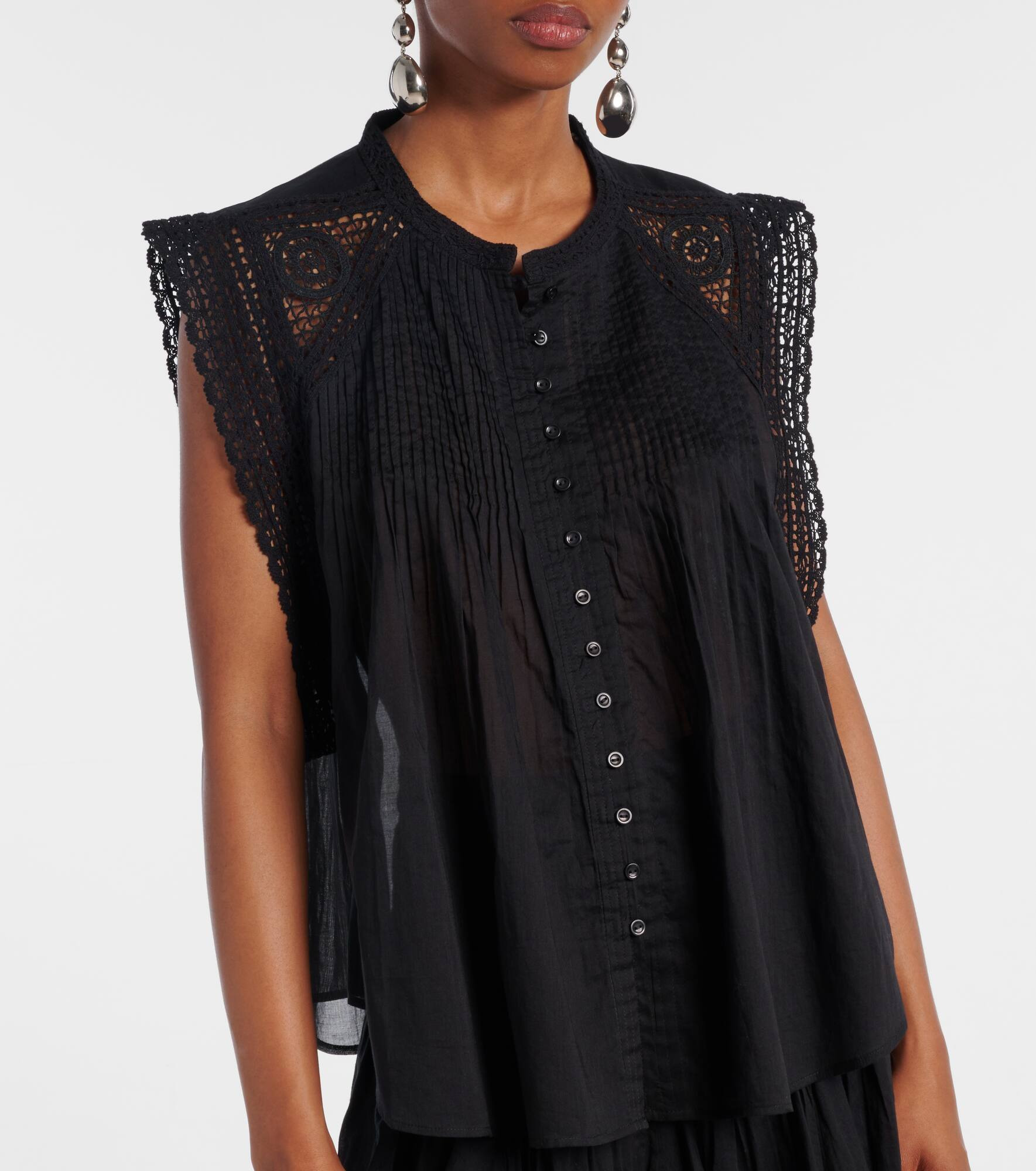 Grecia lace-trimmed cotton blouse - 6