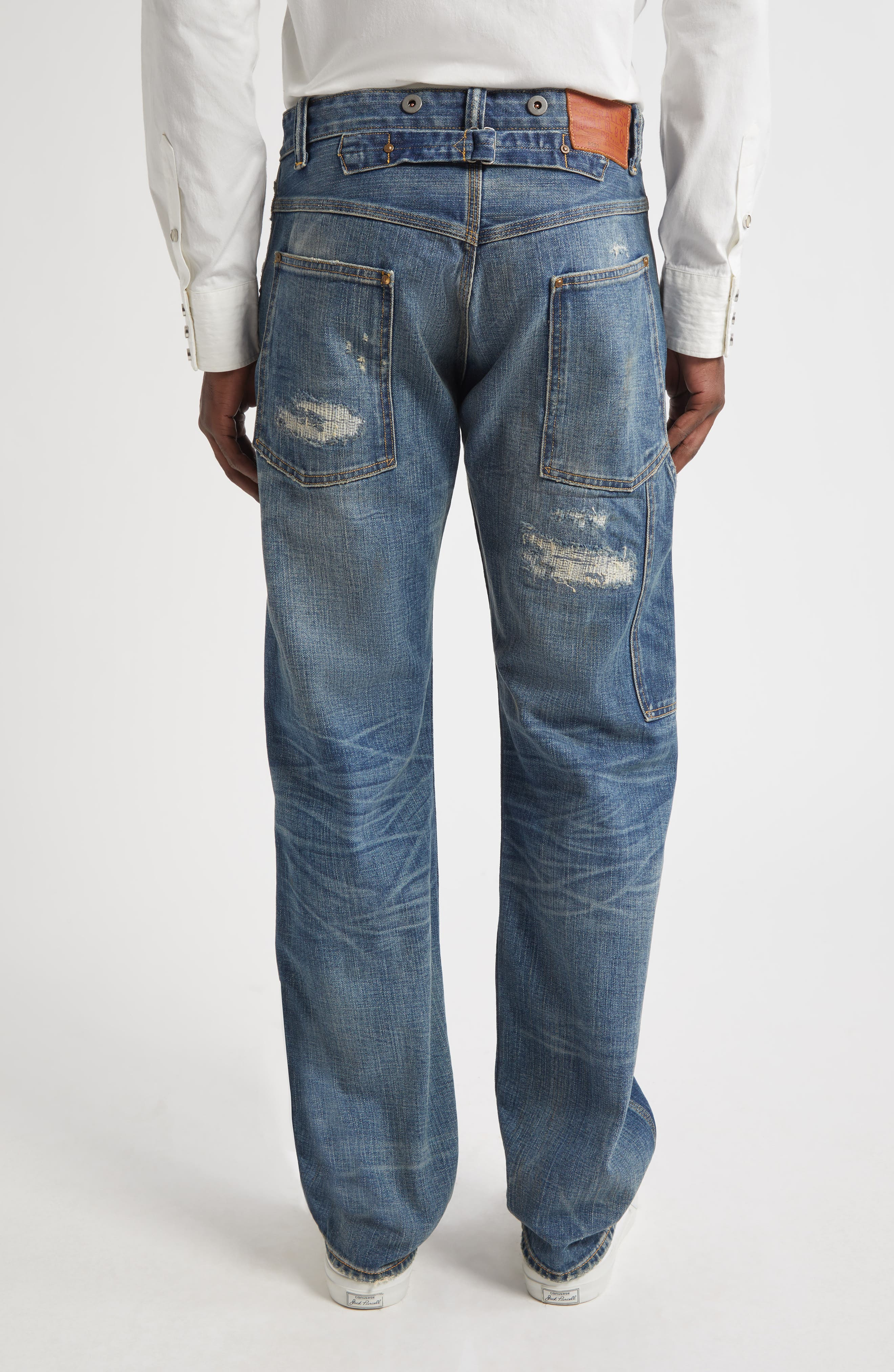 Double RL Straight Fit Distressed Carpenter Jeans in Brayton Wash at Nordstrom - 3
