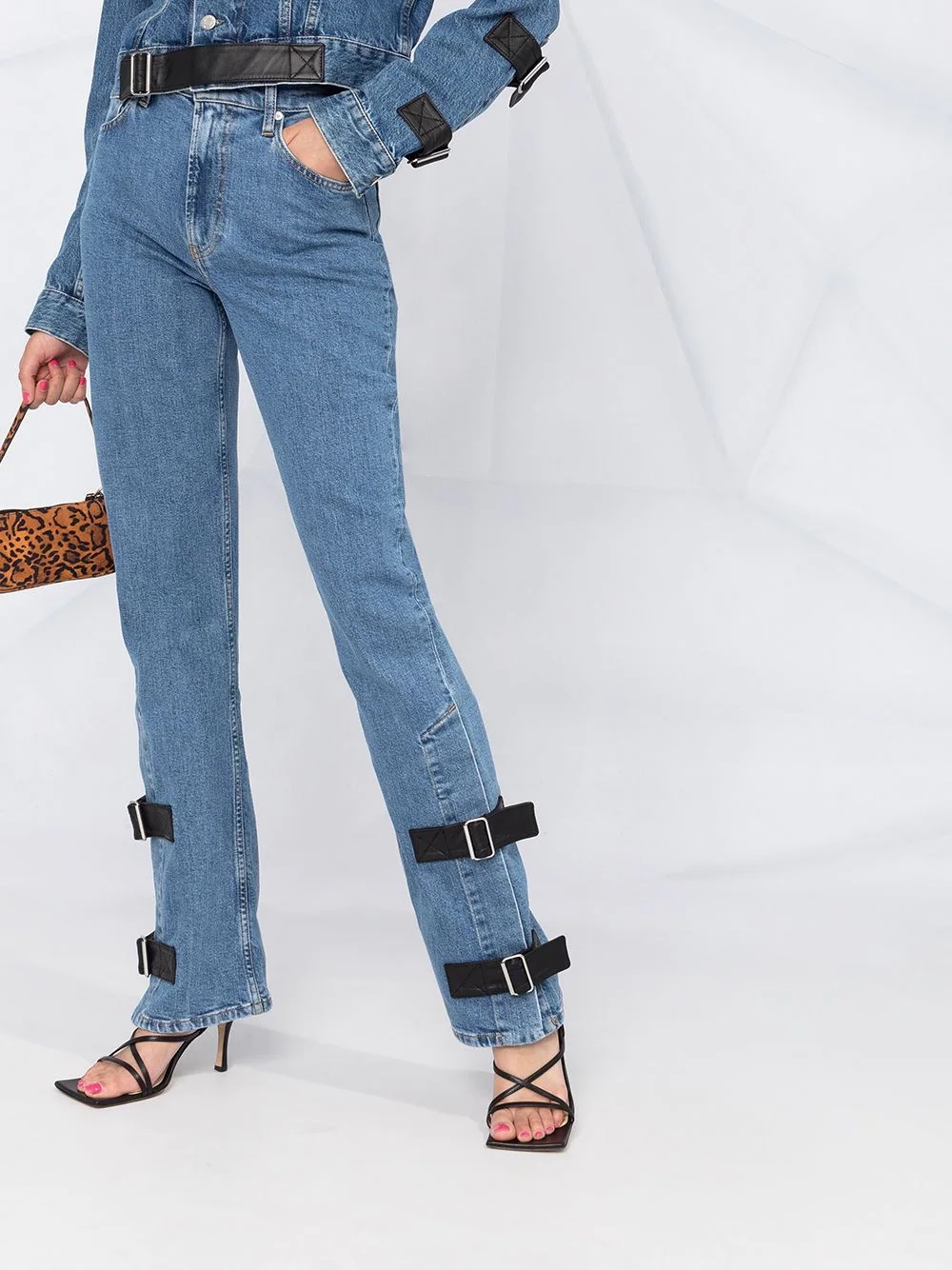 Strap bootcut jeans - 5