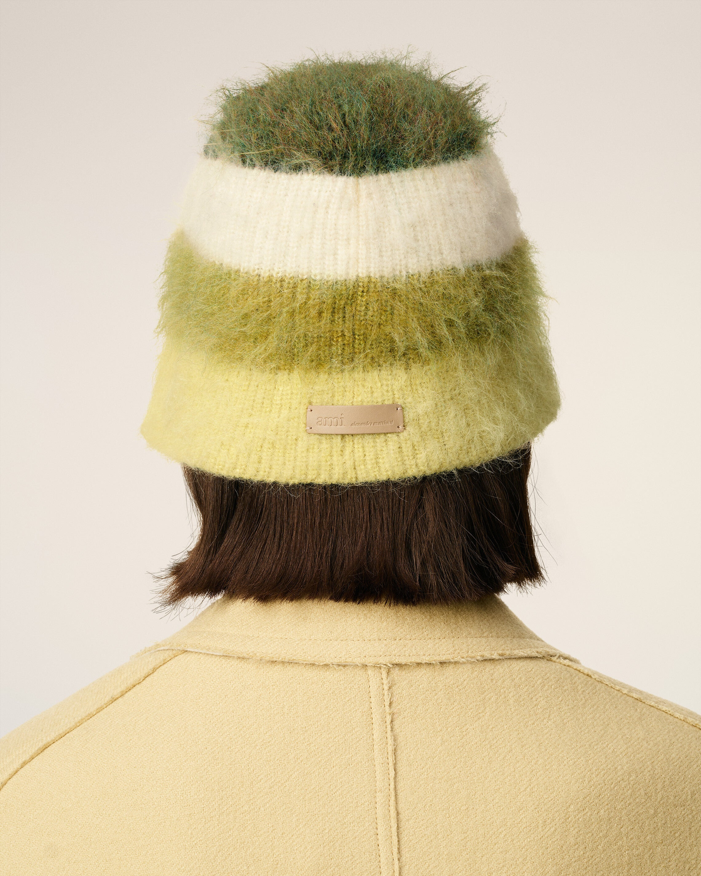 GREEN MOHAIR STRIPED AMI BUCKET HAT - 6