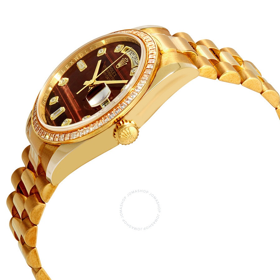 Rolex Day-Date Chocolate Bulls Eye Diamond Dial Automatic Men's 18kt Yellow Gold President Watch 118 - 2