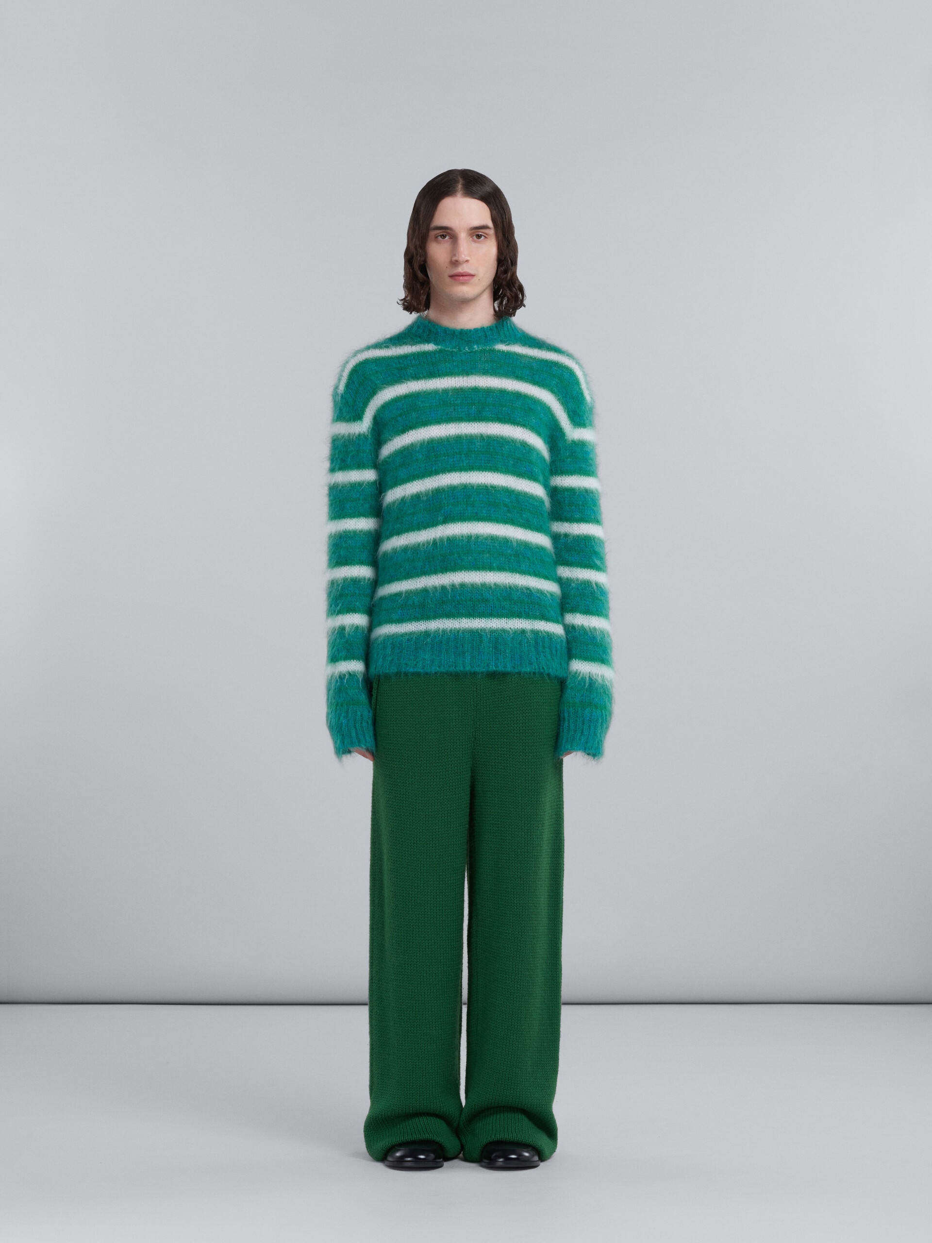 WIDE TROUSERS IN GREEN WOOL - 2