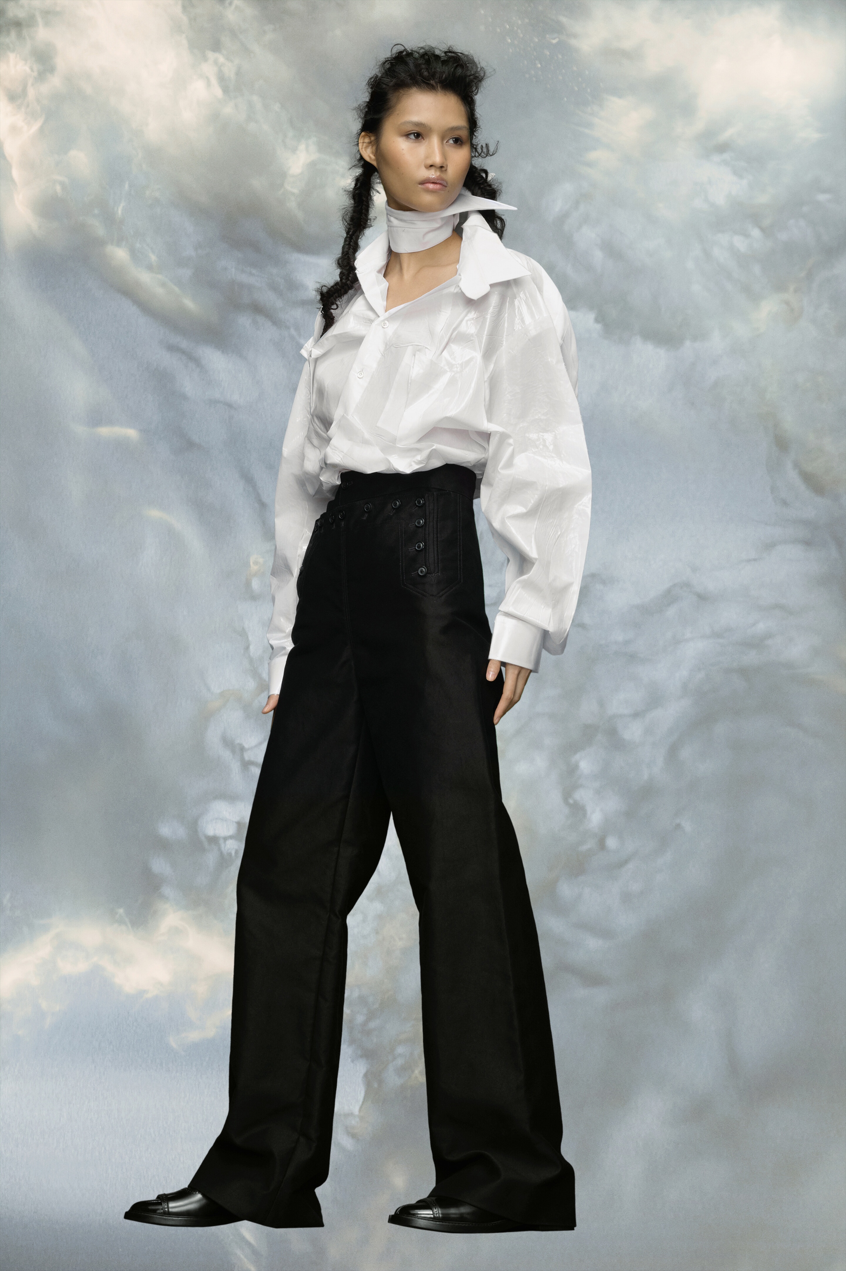 Satin cotton trousers - 3