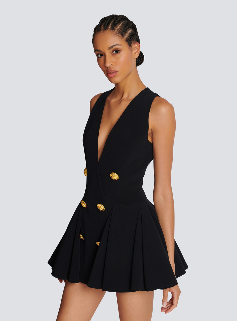 Pleated flared crepe dress 6