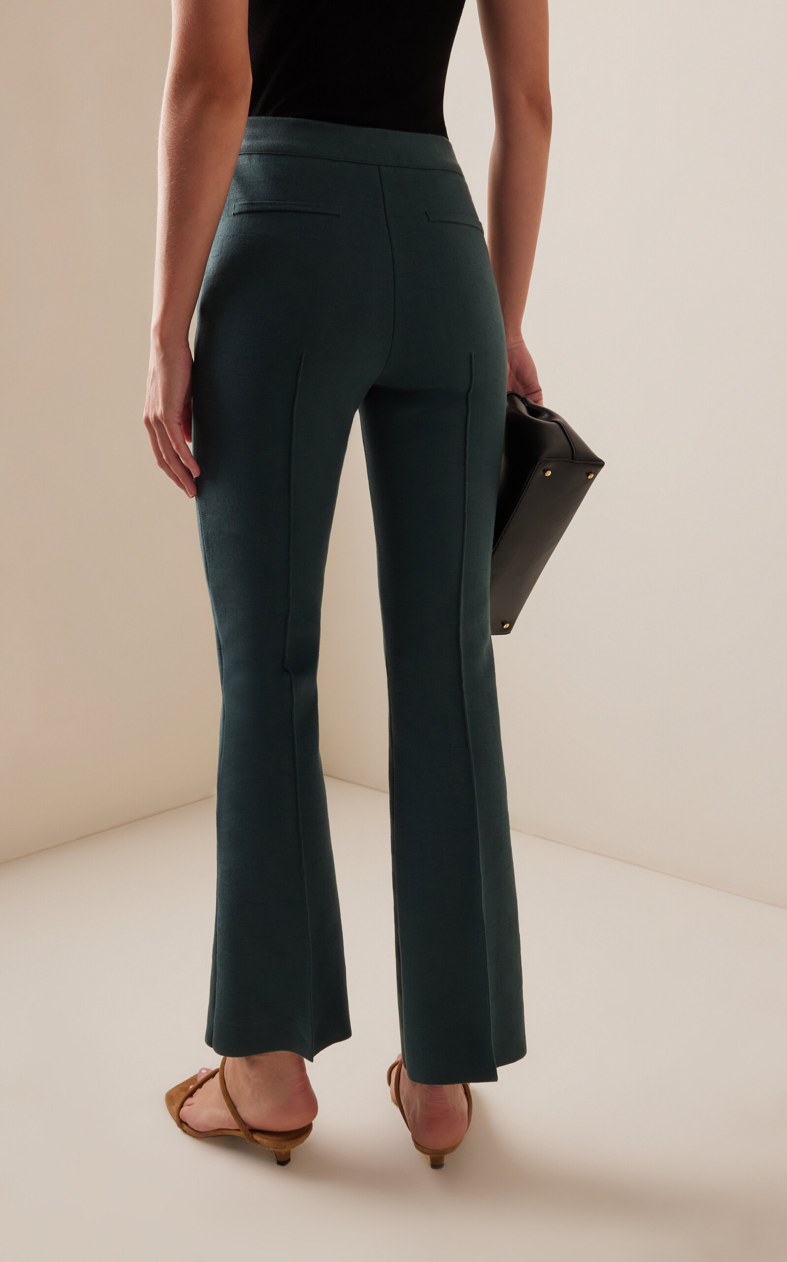 Kick Stretch-Cotton Knit Cropped Flared Pants green - 4
