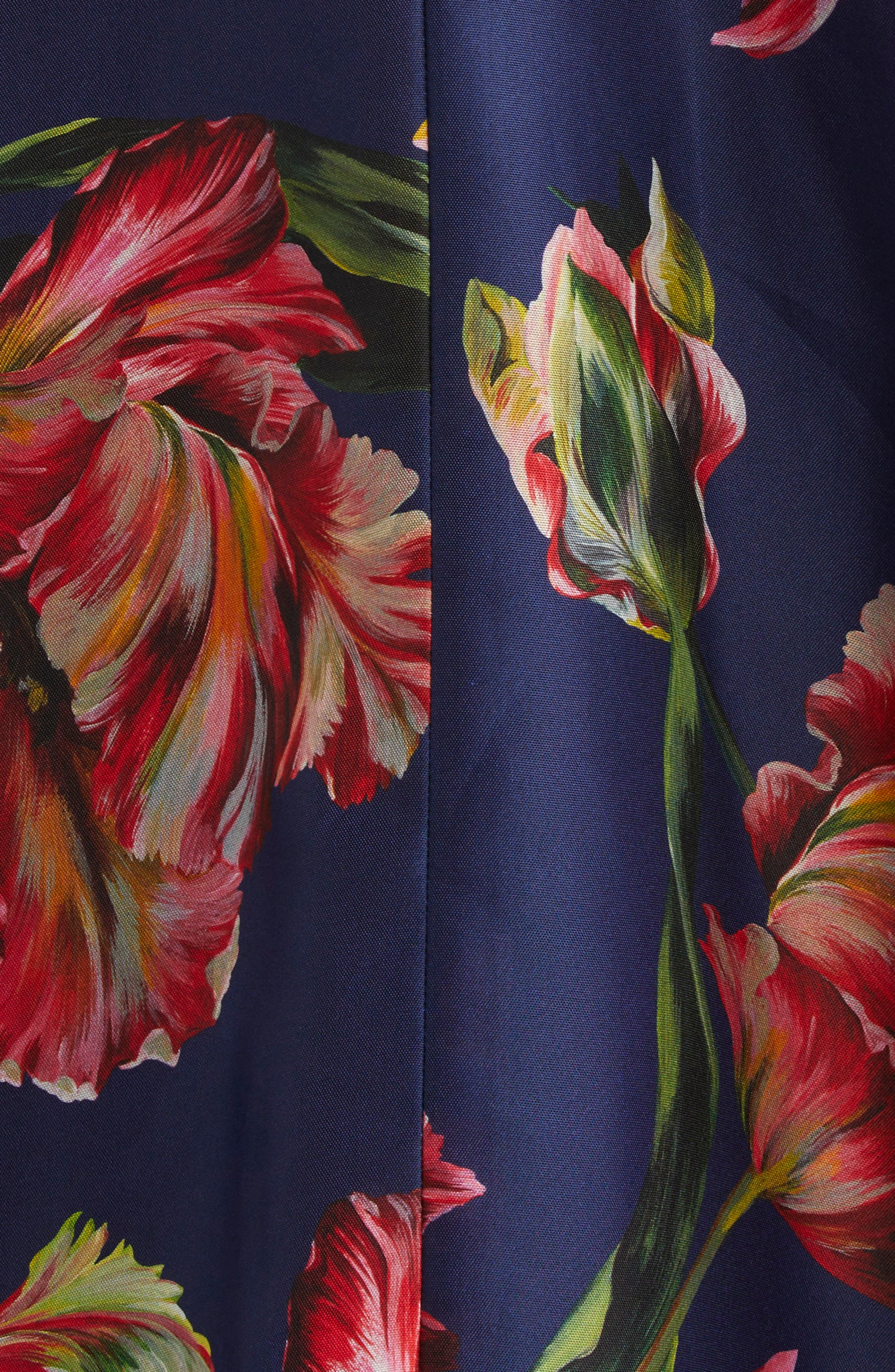 Carolina Herrera Tulip Print Silk Gazar Trench Gown in Dark Navy Multi at Nordstrom - 6