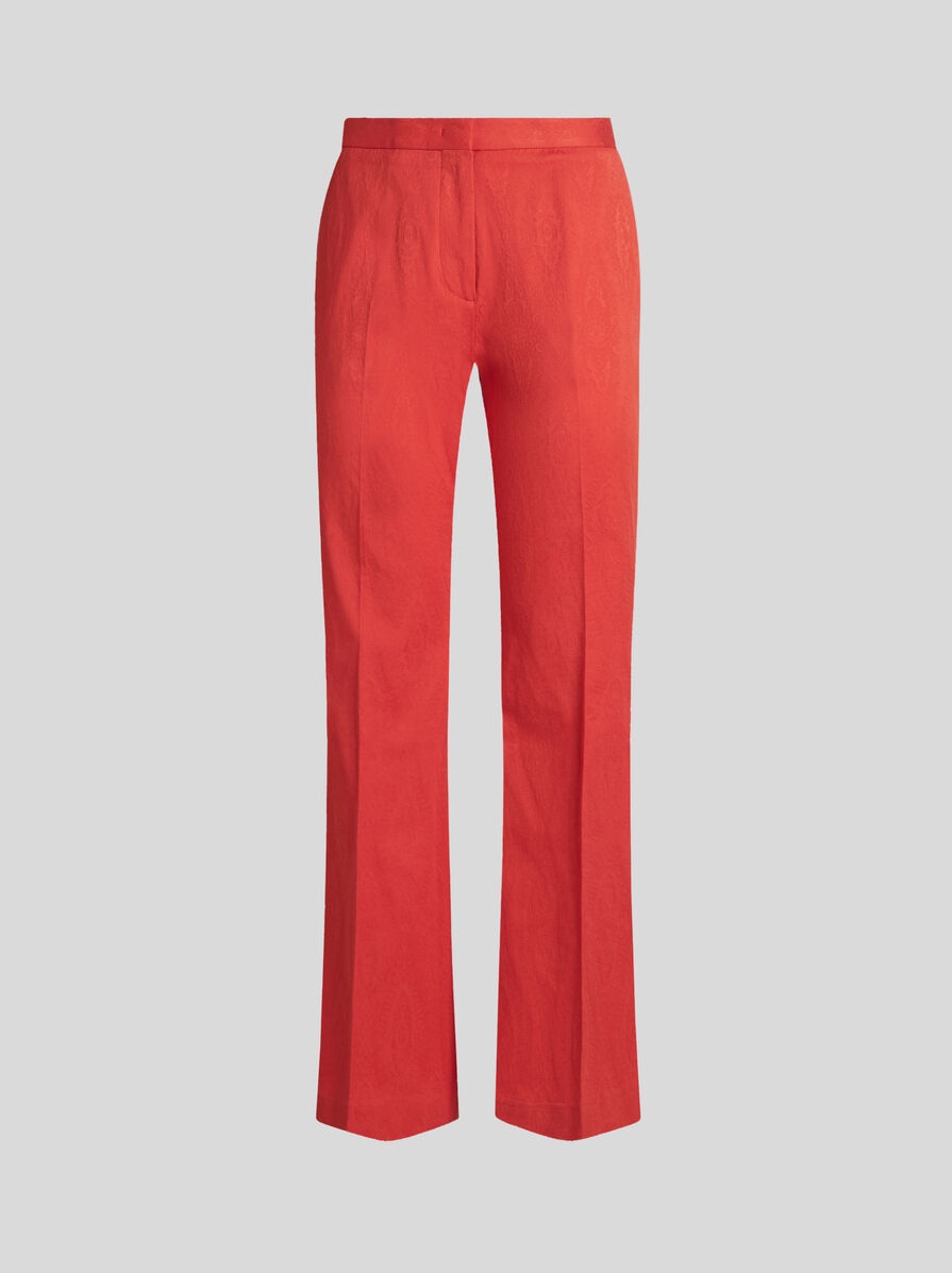 COTTON JACQUARD TROUSERS WITH MEDALLION MOTIF - 1