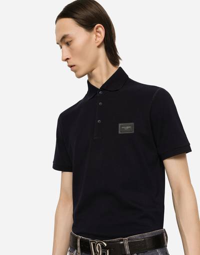 Dolce & Gabbana Cotton piqué polo-shirt with branded plate outlook