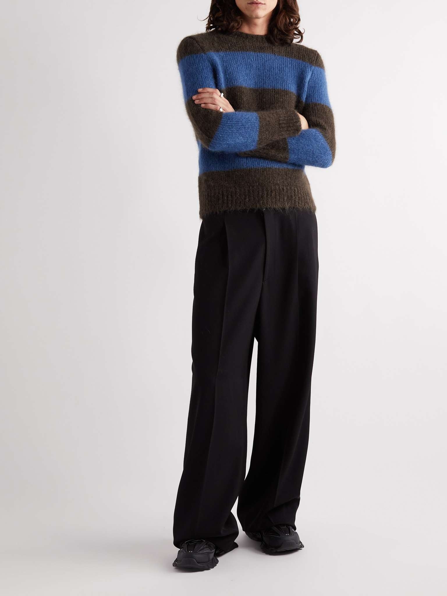 Slim-Fit Striped Mohair-Blend Sweater - 2