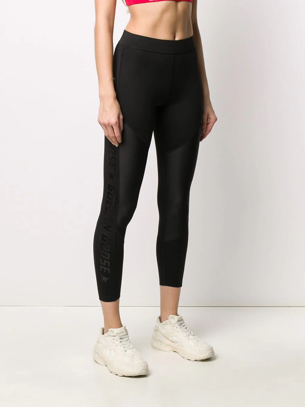 logo print cropped leggings - 3