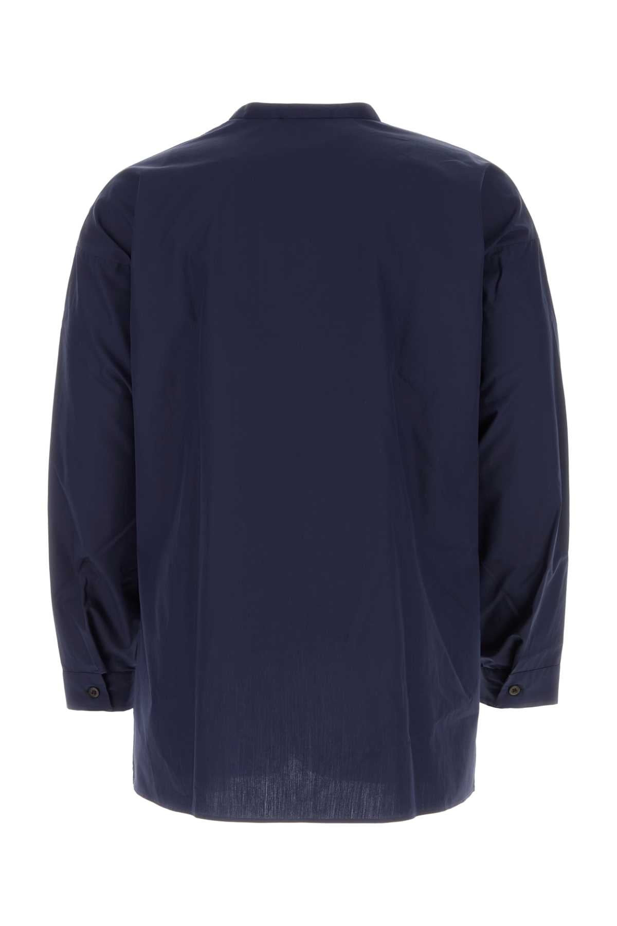 Prada Men Navy Blue Poplin Oversize Shirt - 2