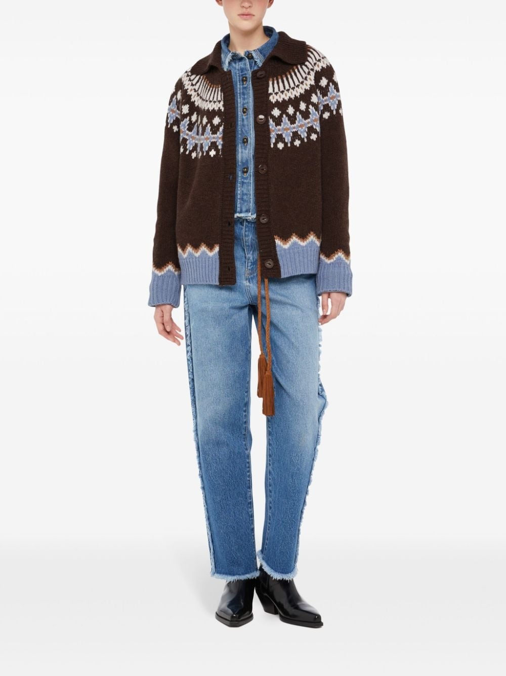 fair isle intarsia knit wool cardi coat - 2