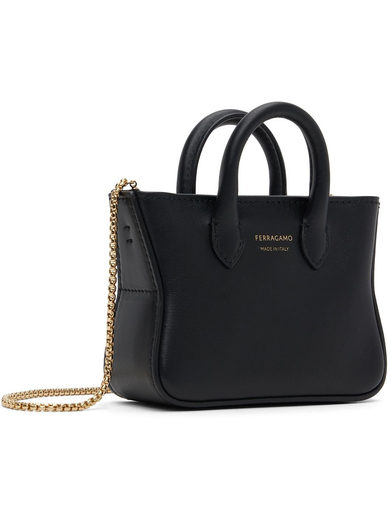 FERRAGAMO Black Tote Mini Charm Coin Pouch outlook