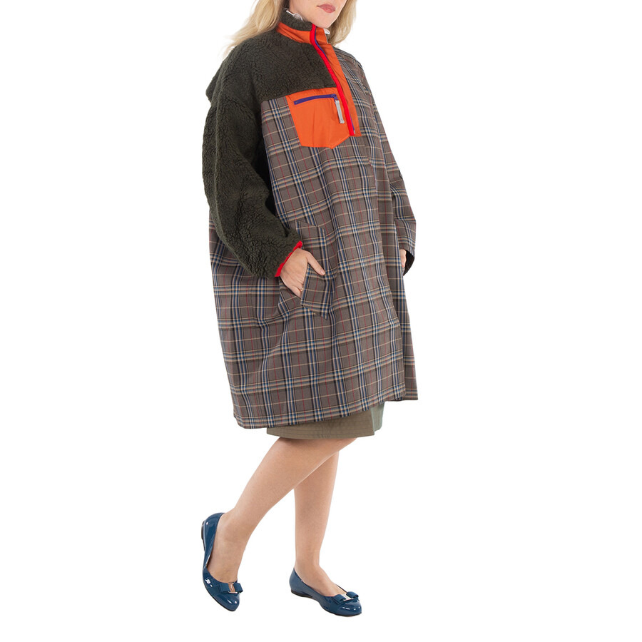 Kolor Ladies Glen Plaid Panelled Single-Breasted Coat - 4