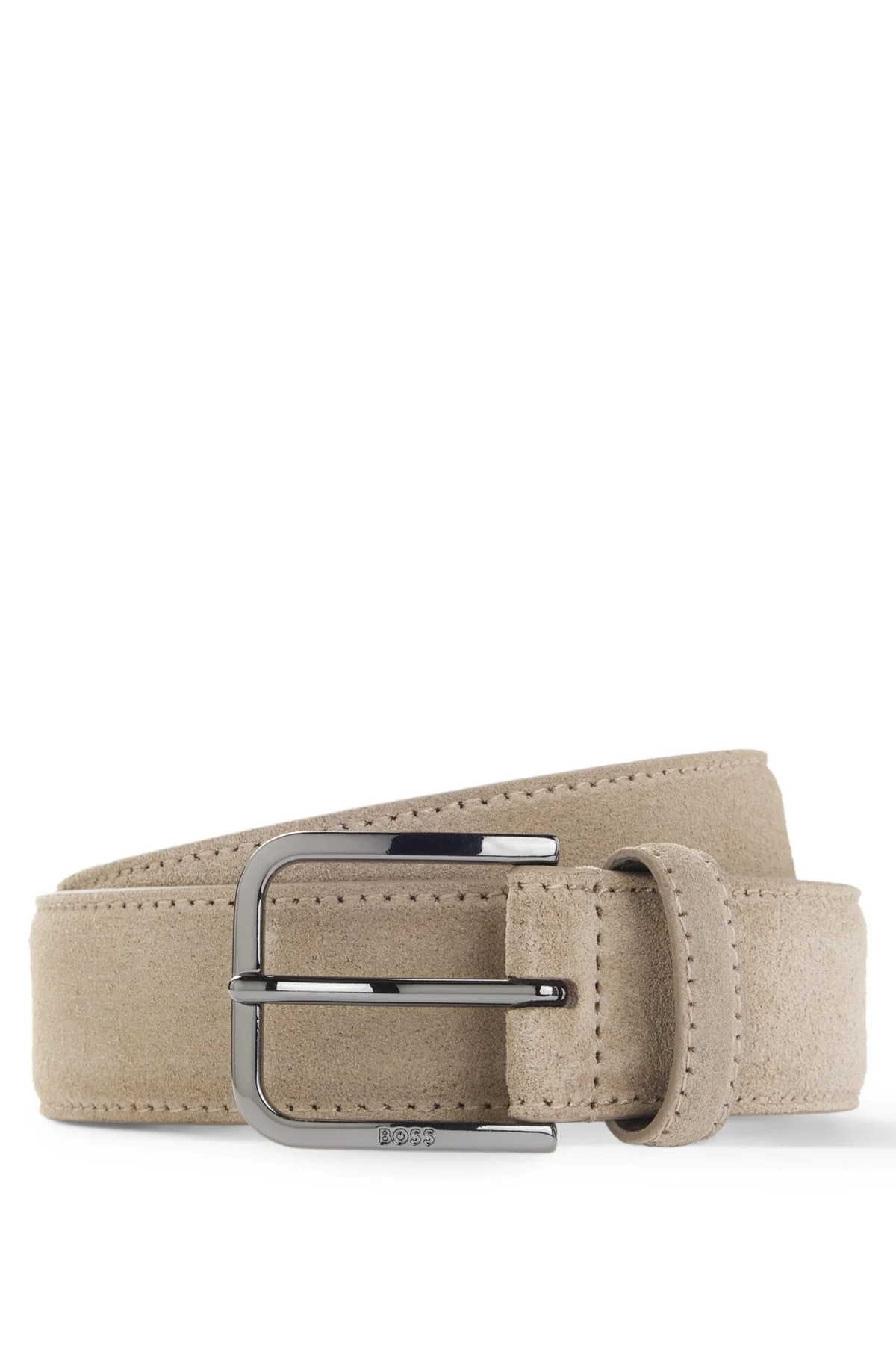 LEATHER BUSINESS BELT WITH POLISHED GUNMETAL BUCKLE - 1