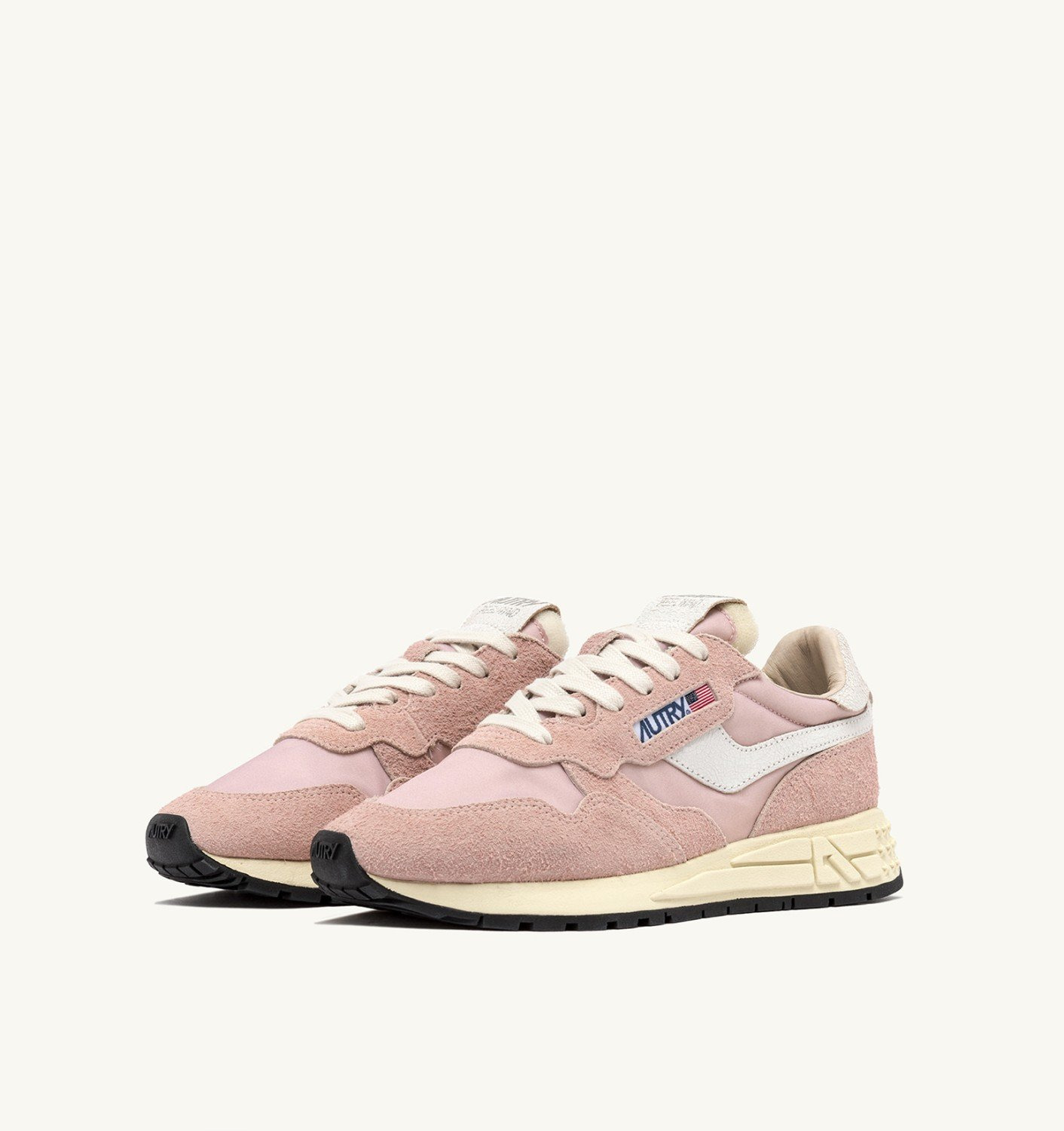 REELWIND LOW SNEAKERS IN WHITE AND POWDER PINK NYLON AND SUEDE - 3