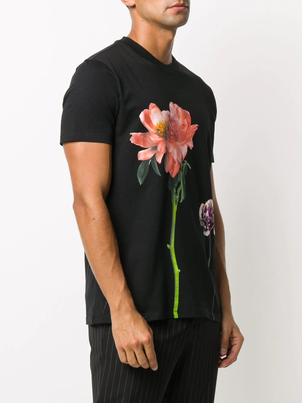 floral-print crew-neck T-shirt - 3