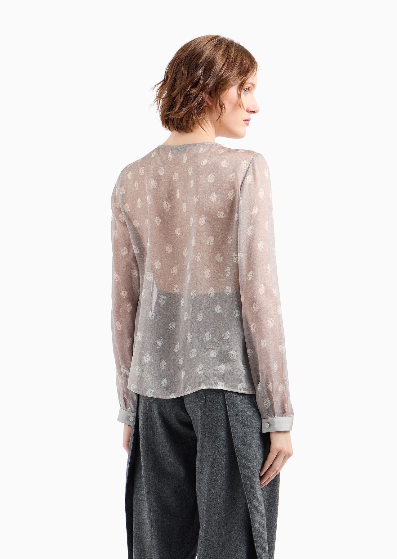 Icon blouse in silk chiffon with an all-over abstract polka-dot print - 3