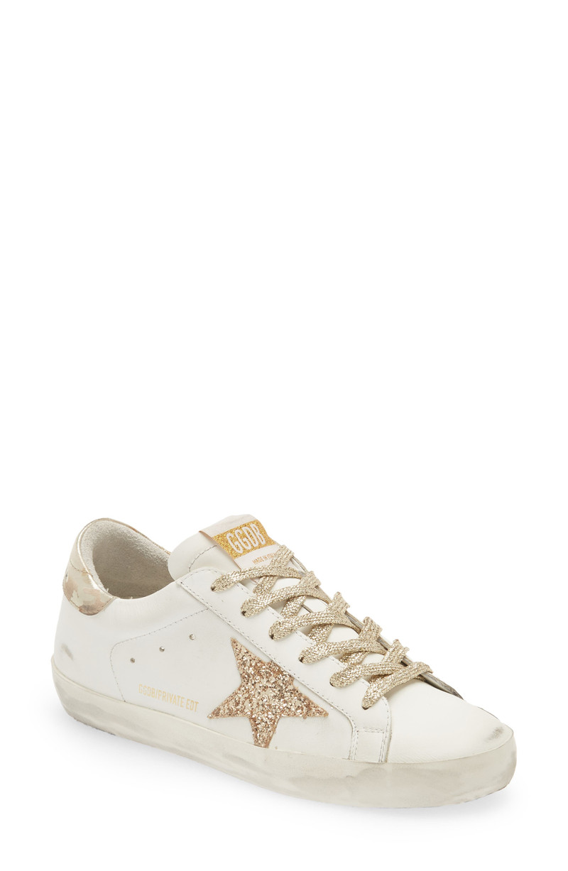 Golden Goose Super-Star Low Top Sneaker in White/Gold 1