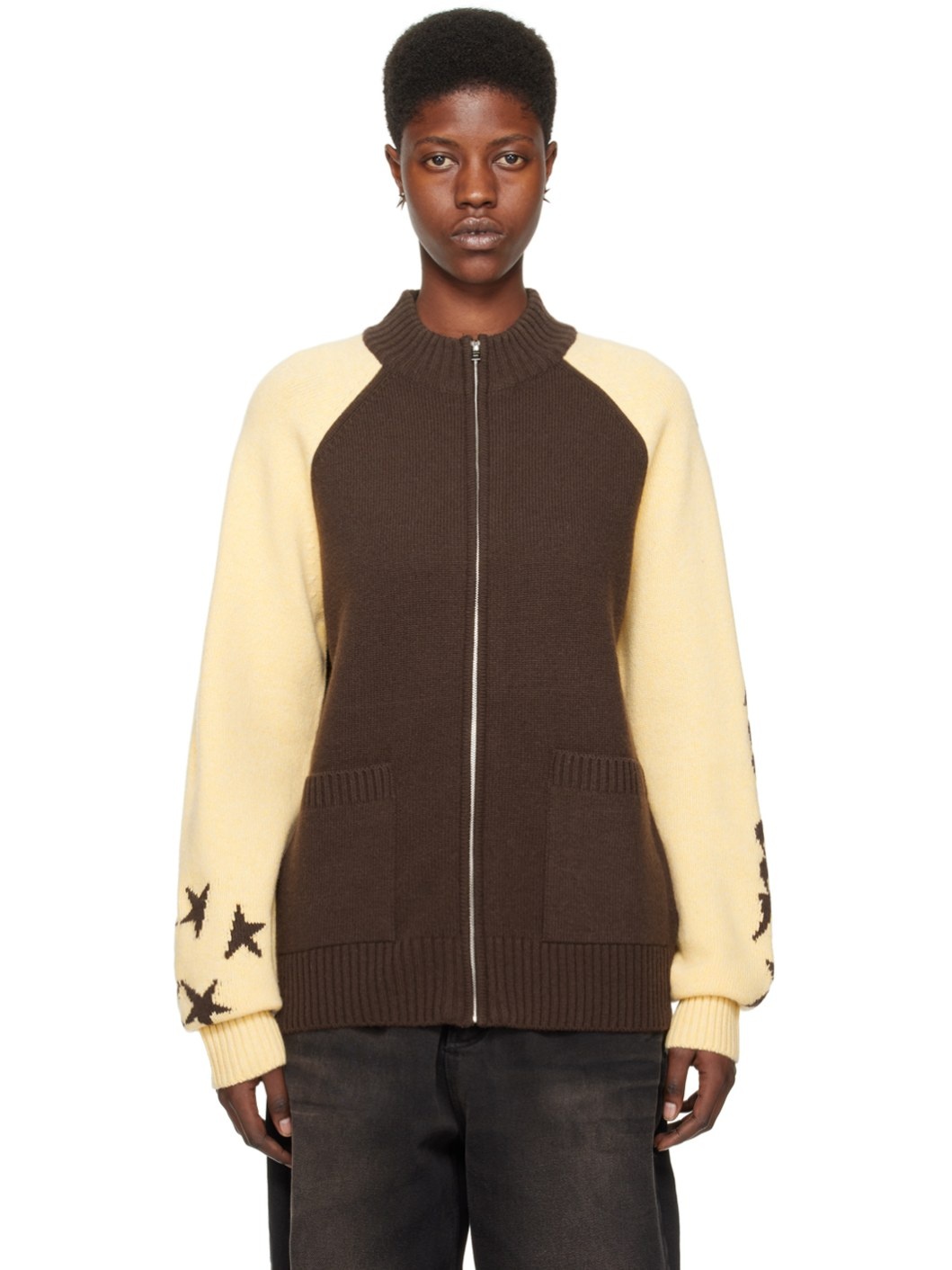 Brown & Yellow Zip Jacket - 1