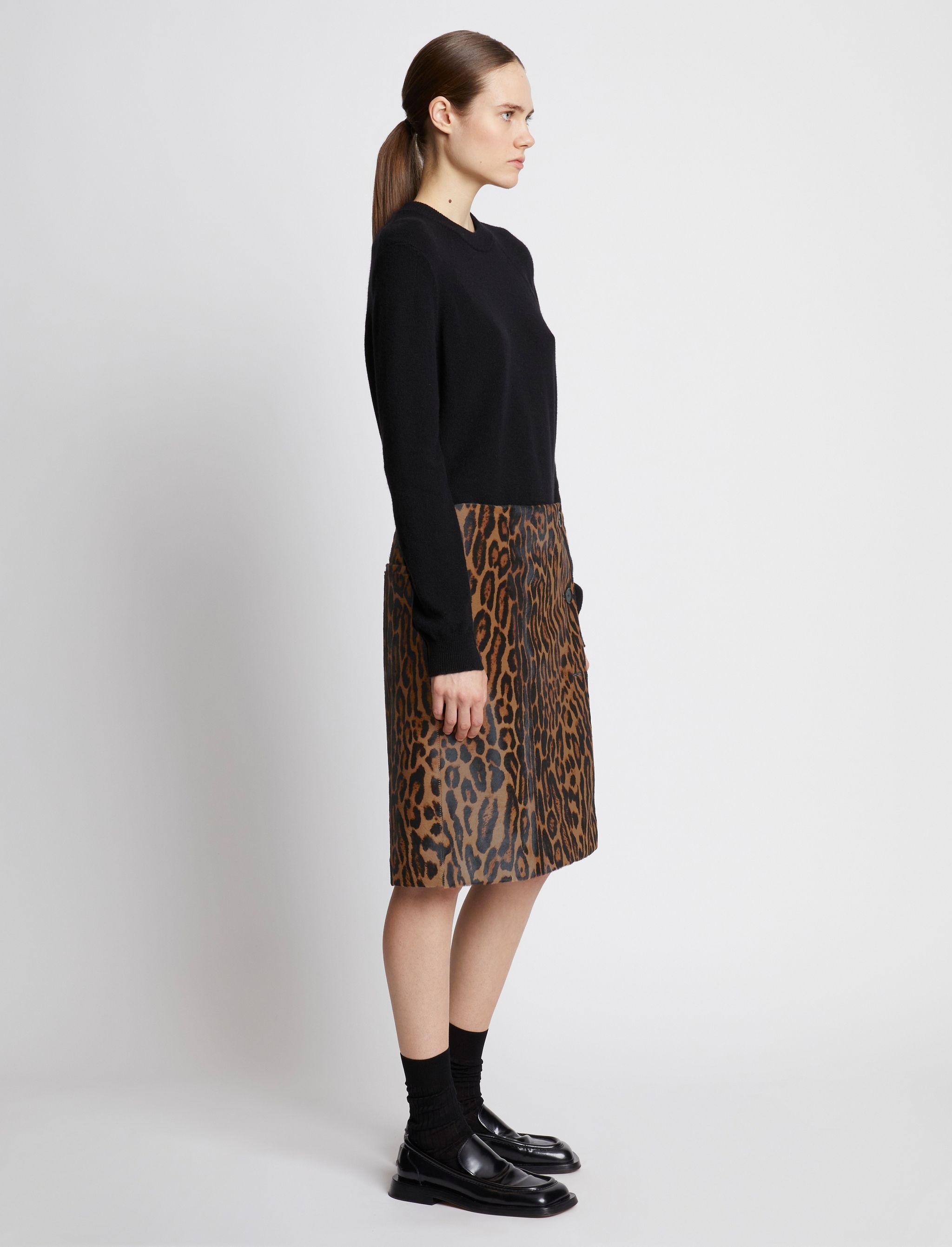Leopard Printed Haircalf Skirt - 3