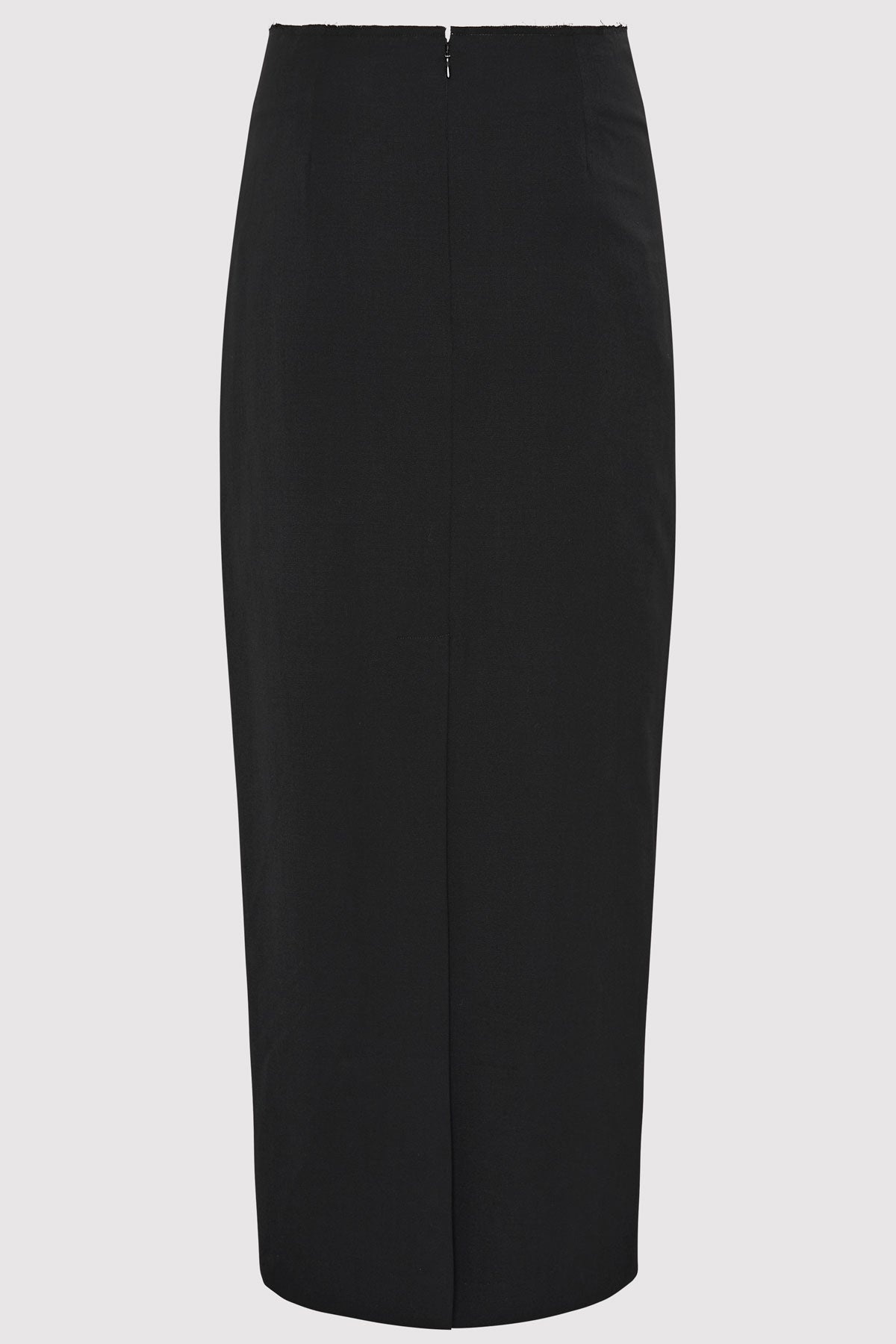 Raw Edge Column Maxi Skirt - Black - 7