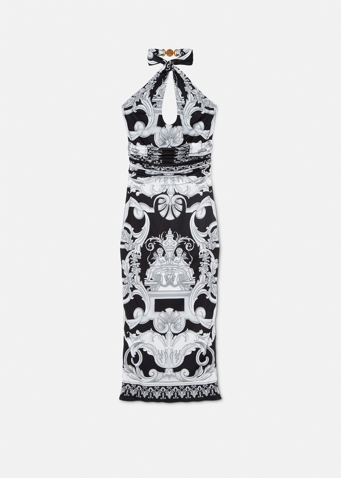 Silver Baroque Halter Dress - 1