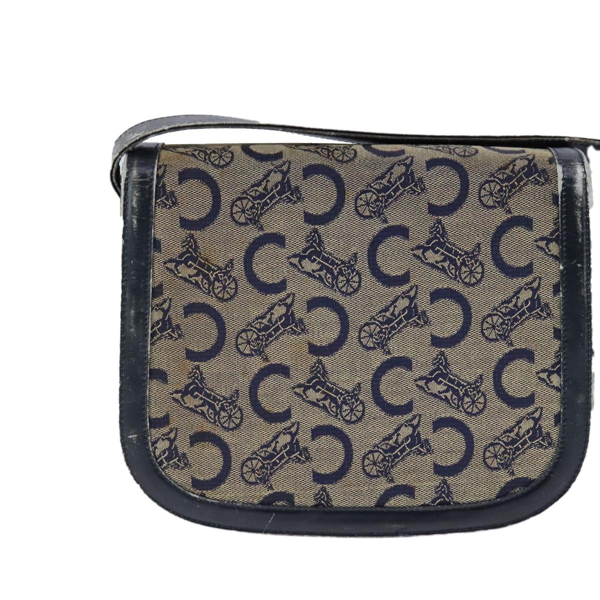 CELINE C Sulky Shoulder Bag Canvas Leather Navy - 3