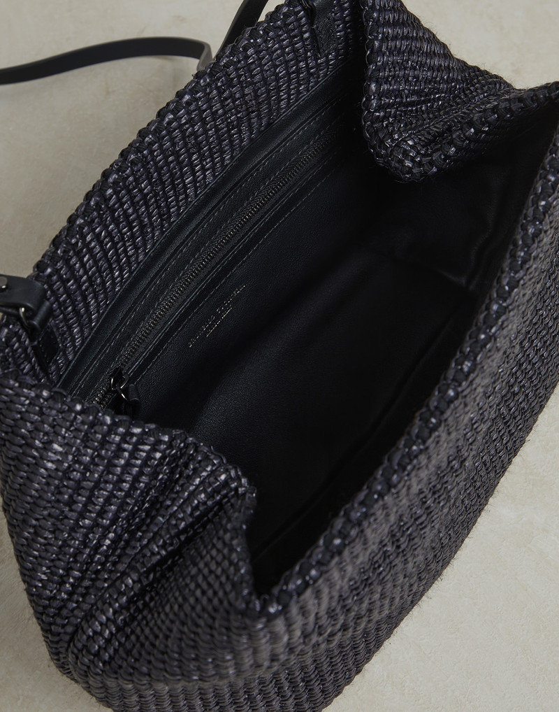 Techno raffia shoulder bag with monili 5
